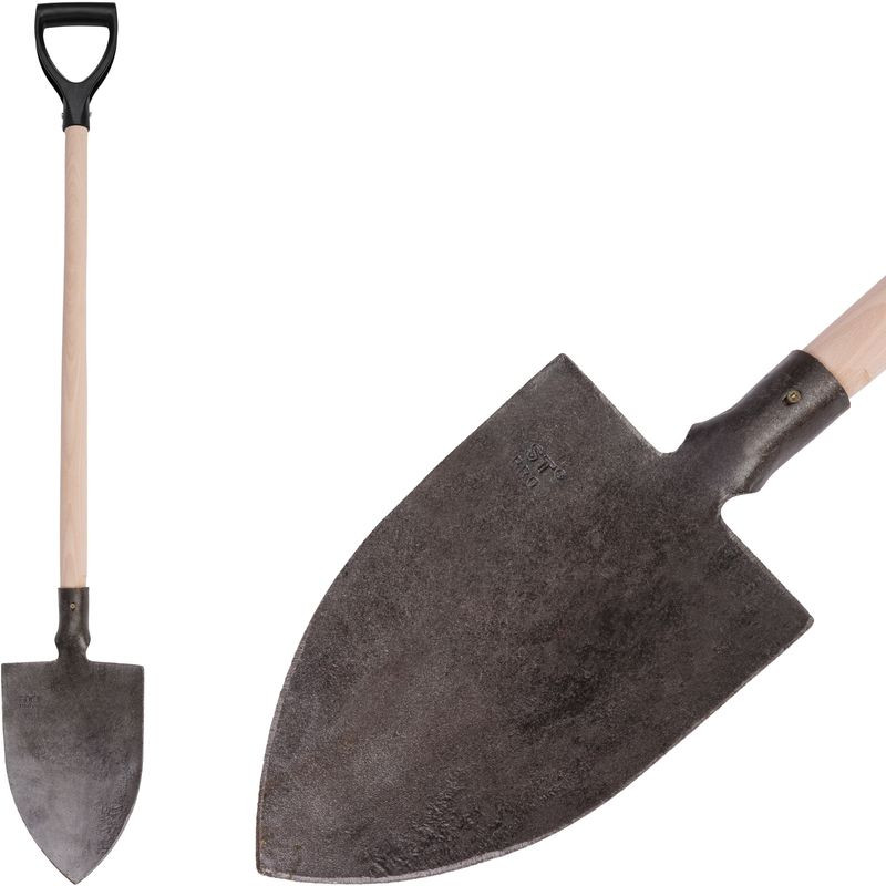 Ásó, Strend Pro Garden Gardex, hegyes fej, sötétszürke, kovácsolt acél fej, fa nyél, D markolat