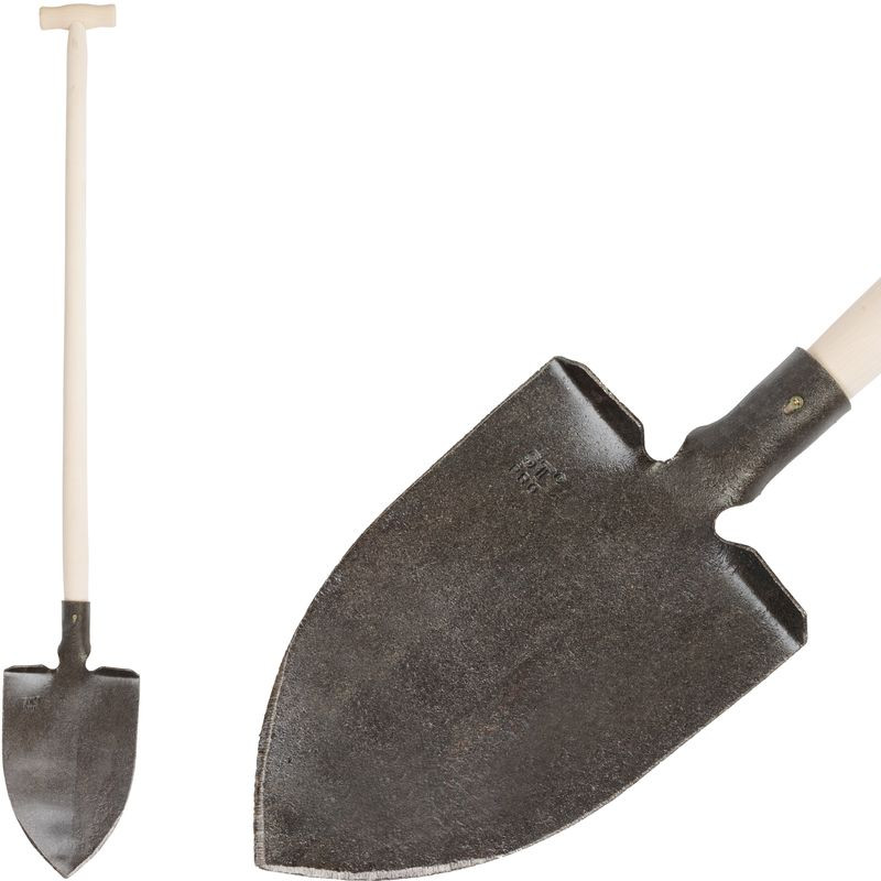 Ásó, Strend Pro Garden Gardex, hegyes fej, sötétszürke, kovácsolt acél fej, fa nyél, T markolat