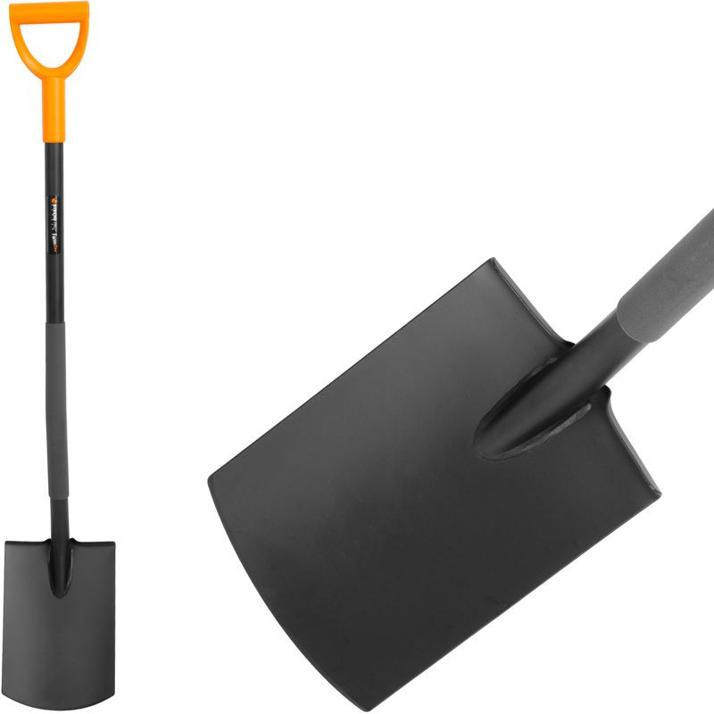 Ásó, Strend Pro Garden ErgoLine1200, egyenes fej, 120 cm, fekete, acél fej, acél nyél, D markolat