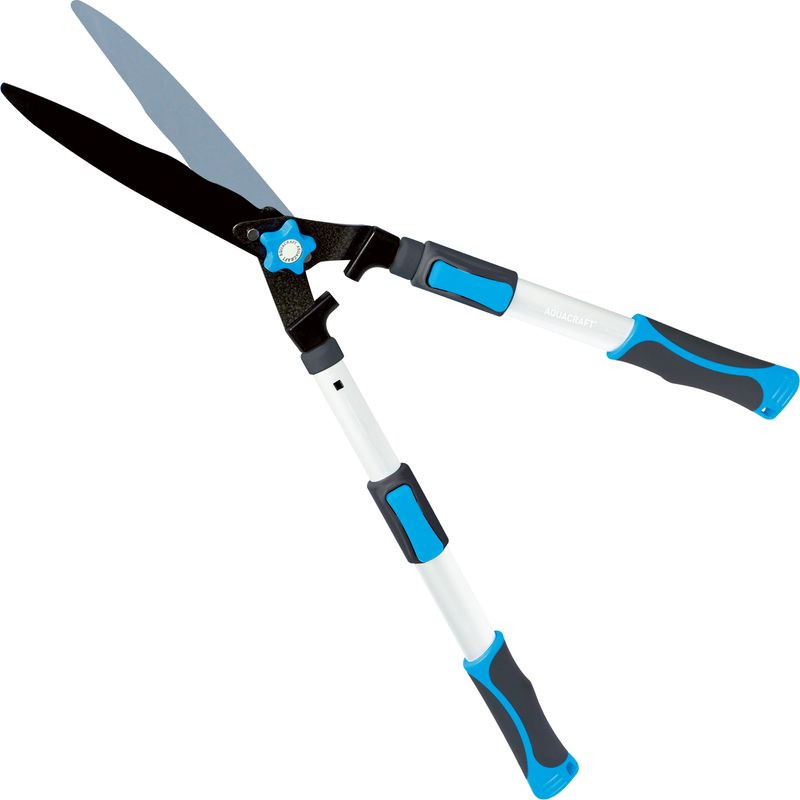 Sövényvágó olló, Aquacraft 370213, fehér/fekete, 72,3 cm, alumínium nyél, hullámos acél penge, teleszkópos