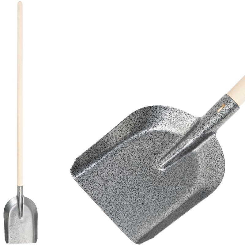 Lapát, Strend Pro Garden S504-4.WH, szürke, 150 cm, 27 x 22 cm, acél fej, fa nyél, egyenes