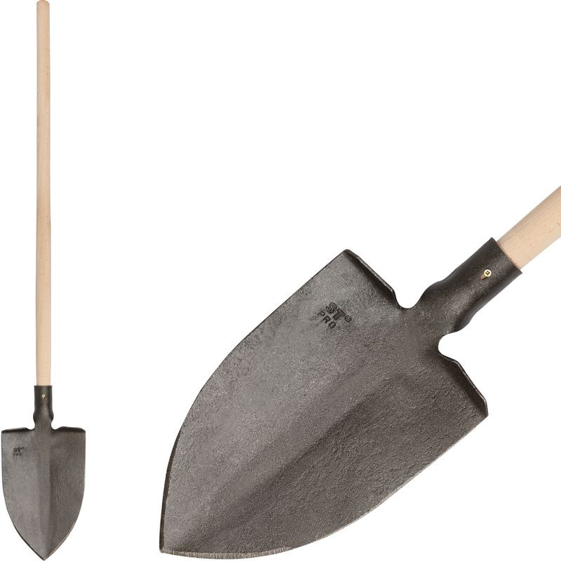 Ásó, Strend Pro Garden Gardex, hegyes fej, sötétszürke, edzett acél fej, egyenes fa nyél