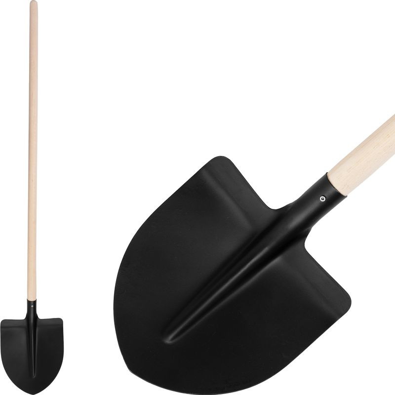 Lapát, Strend Pro Garden 714-28, fekete, 130 cm, acél fej, fa nyél, íves