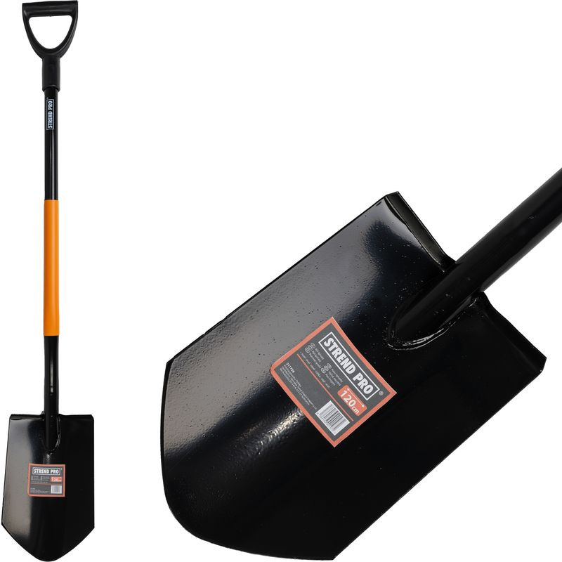 Ásó, Strend Pro Garden Styler X03, hegyes fej, fekete, acél fej, acél nyél, D markolat