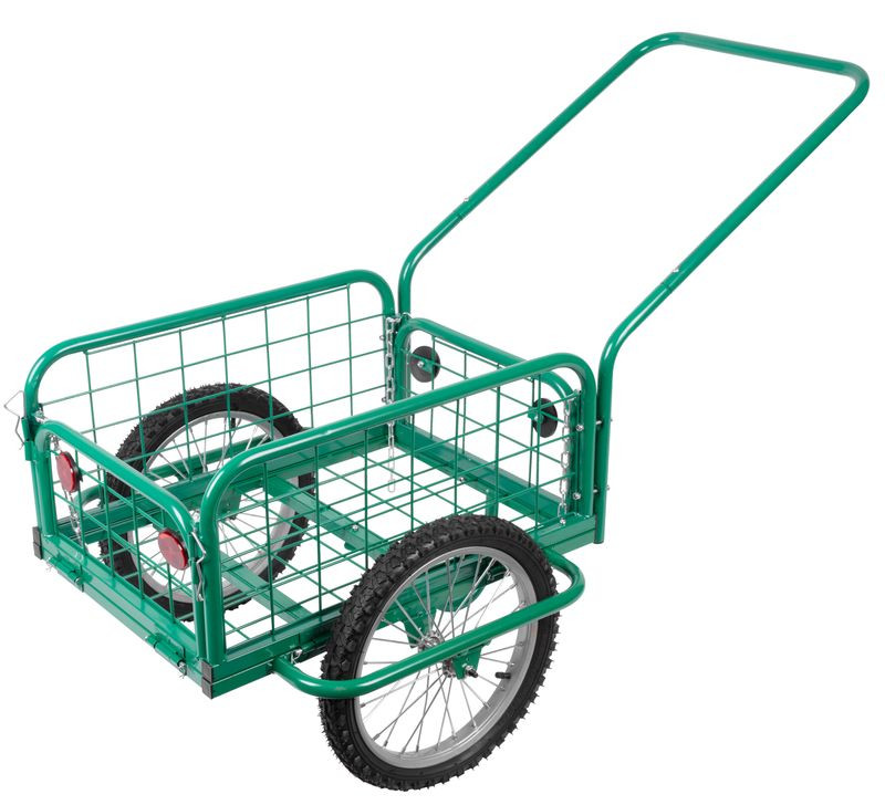 Kétkerekű kocsi, Strend Pro Garden Victor, zöld, felfújható kerekek, kiváló minőségű fém, 100 kg teherbírás