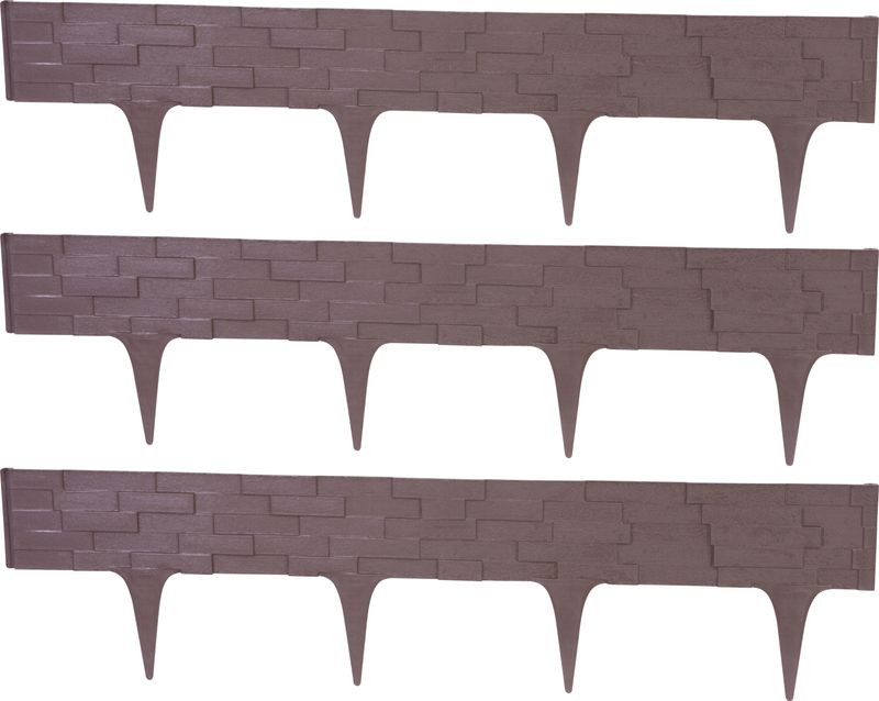 Kerti paliszád, Strend Pro Garden StonePalisade, sötétbarna, 79 x 29,5 cm, összekapcsolható, 237 cm hossz, formázható, rugalmas műanyag, UV-álló, 3 panel/csomag