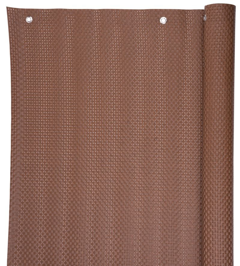 Árnyékoló háló erkélyre, Strend Pro Garden, 0,9 x 3 m, barna, UV-álló, polyrattan, szemekkel, 800 g/m2