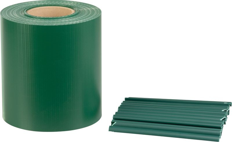 Árnyékoló szalag kerítésre, Strend Pro Garden Eurostandard, 19 cm x 26 m, zöld, kerítéspanelekhez, UV-álló, 1050 g/m2
