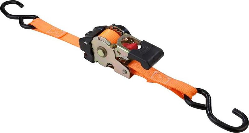 Rögzítő heveder, Strend Pro, narancssárga, hosszúság: 180 cm, szélesség: 2,5 cm, teherbírás: 300 kg, önfeltekerő, racsnis, 2 db-os csomag