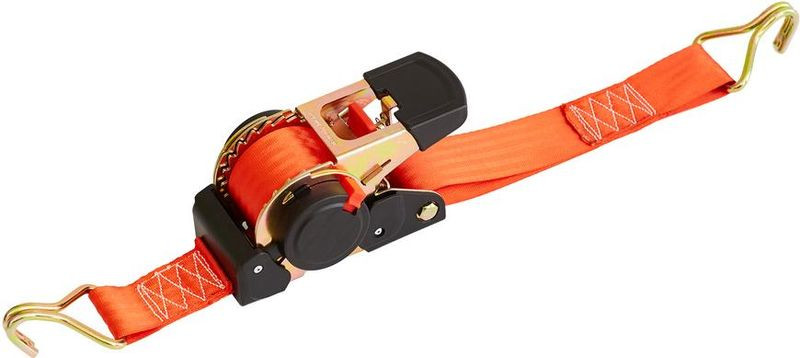 Rögzítő heveder, Strend Pro, narancssárga, hosszúság: 450 cm, szélesség: 5 cm, teherbírás: 1500 kg, önfeltekerő, racsnis