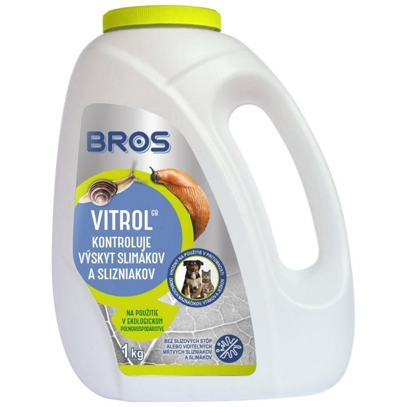 Csigairtó granulátum, Bros Vitrol, 1000 g, vas-foszfát hatóanyag, ökológiai gazdálkodásban használható, kertbe és üvegházba