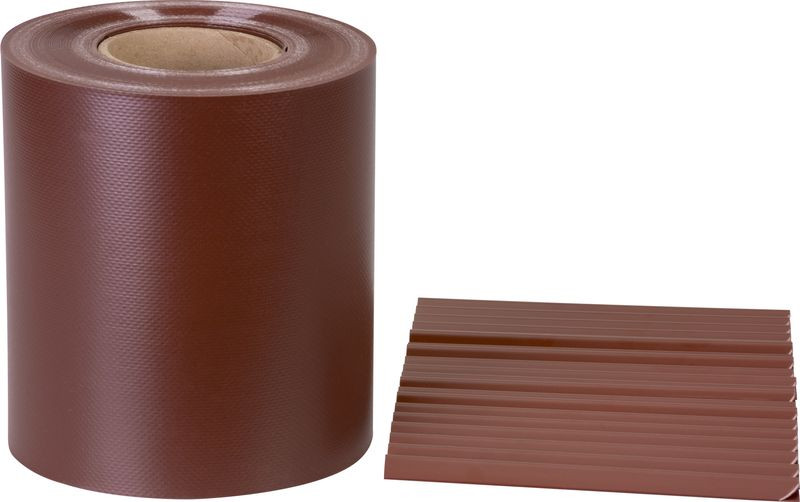 Árnyékoló szalag kerítésre, Strend Pro Garden Eurostandard, 19 cm x 35 m, mahagóni barna, UV-álló, 20 db rögzítő klipsszel
