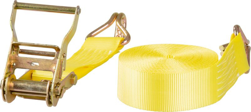 Rögzítő heveder, Strend Pro, sárga, hosszúság: 1000 cm, szélesség: 5 cm, teherbírás: 2000 kg, racsnis
