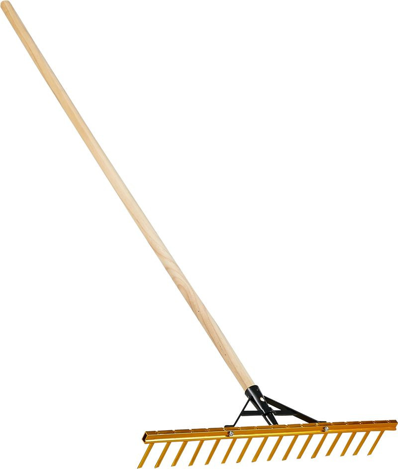 Kerti gereblye, Strend Pro Garden, 15 fogú, alumínium fej, fa nyél, 62 cm munkaszélesség, 150 cm nyél