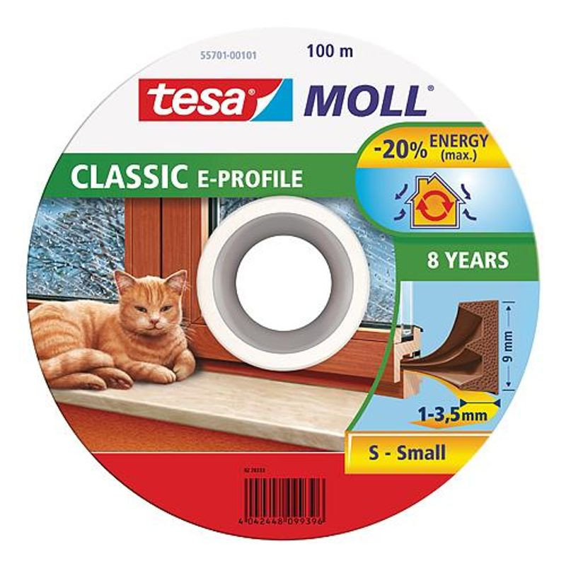 Tömítés tesamoll® E profil, 9 mm, barna, L-100 m, ablakokhoz és ajtókhoz