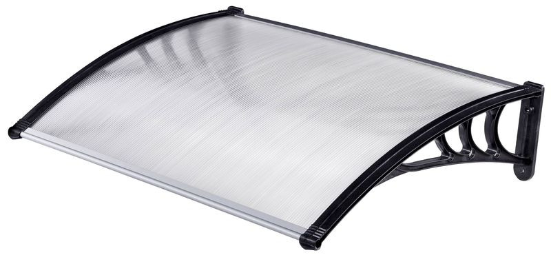 Műanyag előtető, Strend Pro DIY501, 100 x 80 cm, fekete, polikarbonát tetőpanel, alumínium erősítőrúd, egymás mellé illeszthető