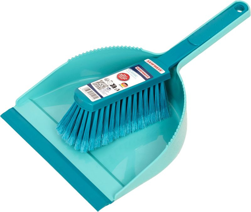 Seprűkészlet, Leifheit Classic, normál méret, szürke-kék, műszálas puha sörtékkel és gumírozott lapáttal