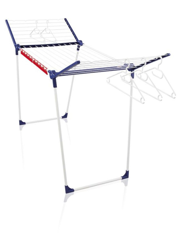 Leifheit 81520 Pegasus 200 Solid ruhaszárító, fehér, 20 m szárítófelülettel, 89 × 174 × 66 cm méretben, rozsdamentes és időjárásálló kivitelben, EasyClip csipesztartóval és 5 vállfaakasztóval, beltéri és kültéri használatra