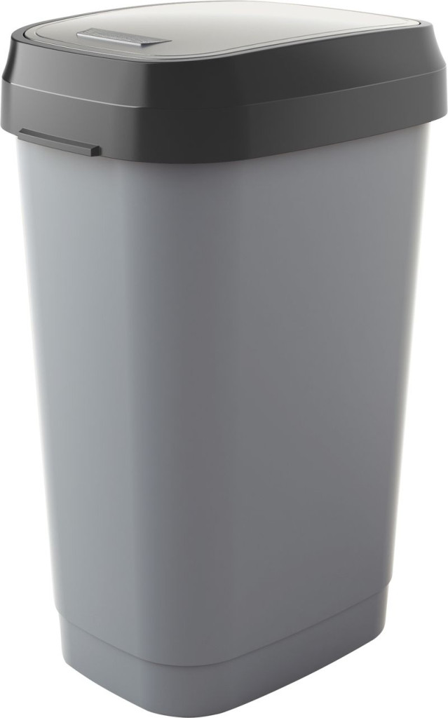 Szemeteskuka, KIS Dual Swing L, 50 l, szürke, 42 x 30,5 x 61 cm, műanyag, levehető csuklós fedél