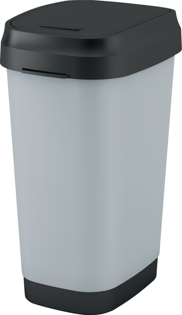 Szemeteskuka, KIS Dual Swing Style L Steel, 50 l, szürke, 42 x 30,5 x 60 cm, levehető csuklós fedél