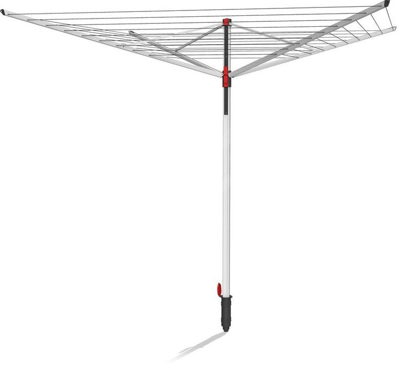 Vileda Sun-Lift kültéri ruhaszárító, 50 méter szárítási terület, szürke, Easy-Lift rendszerrel, állítható magassággal, földbe szúrható aljzattal