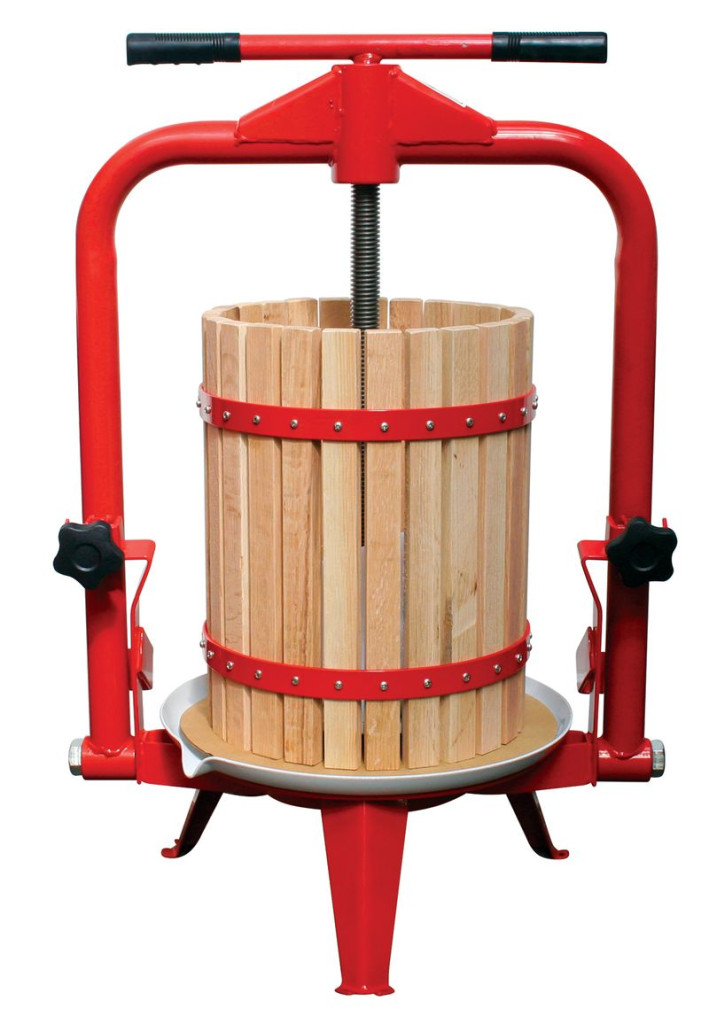 Gyümölcsprés, Strend Pro Garden Harvester CFP12, 12 l, 54 x 37,5 x 69/101 cm, keretes, fa, csavarnyomásos, lépréseléshez