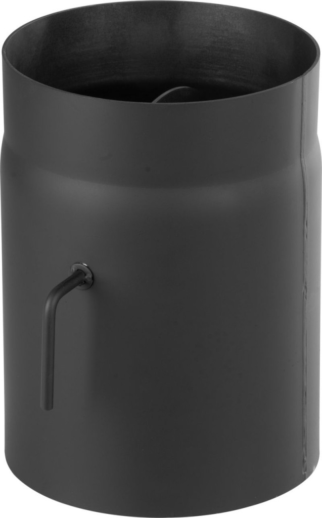 Füstcső, V.A.P.K. HS K0250/120/1,5, fekete, 25 cm / 120 mm, csappantyúval, rövid húzókarral, DC01 acéllemez, vastagfalú, lemezvastagság: 1,5 mm