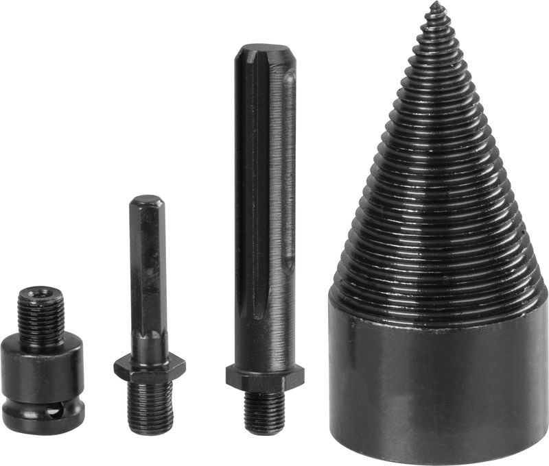 Fahasító kúp, Strend Pro Garden, fekete, 60 mm, 3 db adapterrel (SDS Max, 1/2" hatlap, négyszögletes), acél, tartós, fához