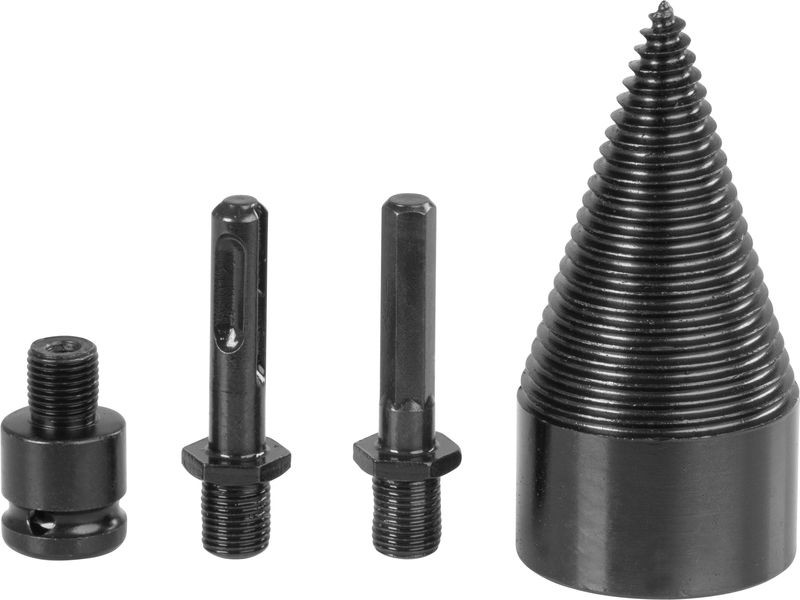 Fahasító kúp, Strend Pro Garden, fekete, 50 mm, 3 db adapterrel (SDS Plus, 1/2" hatlap, négyszögletes), acél, tartós, fához