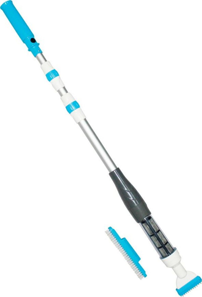 Akkumulátoros medenceporszívó, Strend Pro, 32 l/perc, 4000 mAh, 160 cm-ig állítható teleszkópos nyél, IPX7 vízálló, kefés fejjel, műanyag ház (246470)