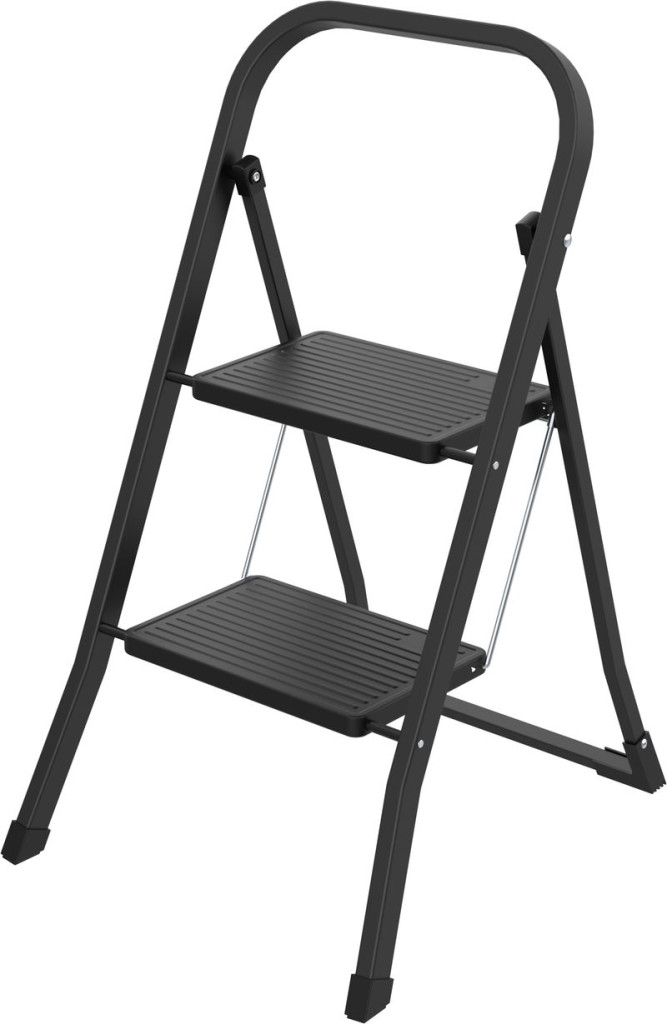 Fellépő, Strend Pro MINIFERO, 46cm, fekete, acél, 2 fokos, csúszásmentes, kapaszkodós