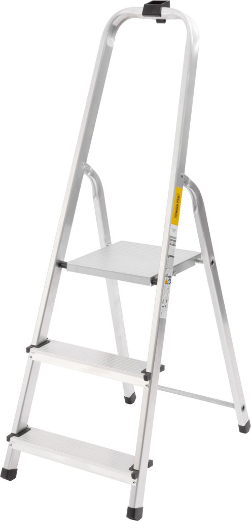 Festőlétra, StrendPro D3, 3 fokos, alumínium, 54 cm, ezüst, összecsukható, csúszásmentes kivitel