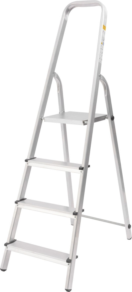 Festőlétra, StrendPro D4, 4 fokos, alumínium, 75 cm, ezüst, összecsukható, csúszásmentes kivitel