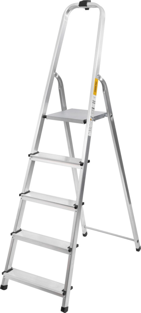 Festőlétra, StrendPro D5, 5 fokos, alumínium, 97 cm, ezüst, összecsukható, csúszásmentes kivitel