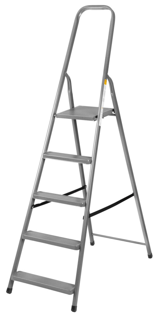 Festőlétra, Strend Pro ST-D7, 7 fokos, acél, 146 cm, szürke, összecsukható stabil kivitel