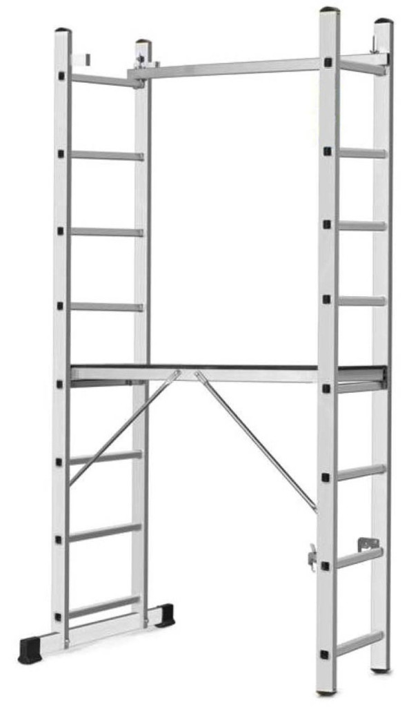 Állvány, Strend Pro Ard Home, platformmal, alumínium, 2 x 8 fokos, 3 az 1-ben, EN 131 szabvány, maximum 150 kg