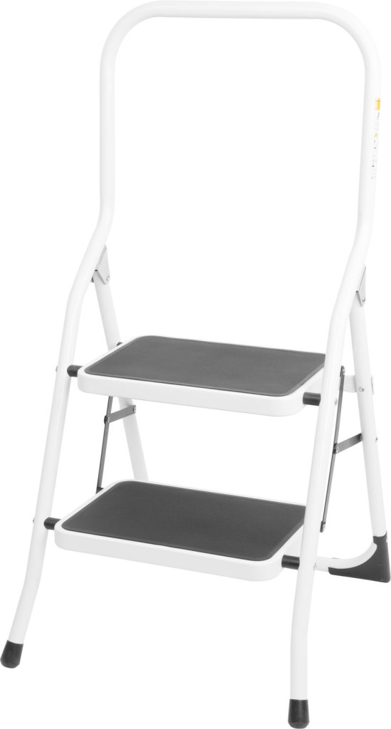 Fellépő, Strend Pro LFT105, 2 fokos, 45 cm, fehér, acél, csúszásgátlós, stabil lábú