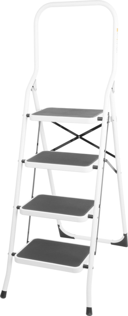 Festőlétra, Strend Pro LFT160, 4 fokos, 92 cm, fehér, acél, csúszásgátlós, összecsukható