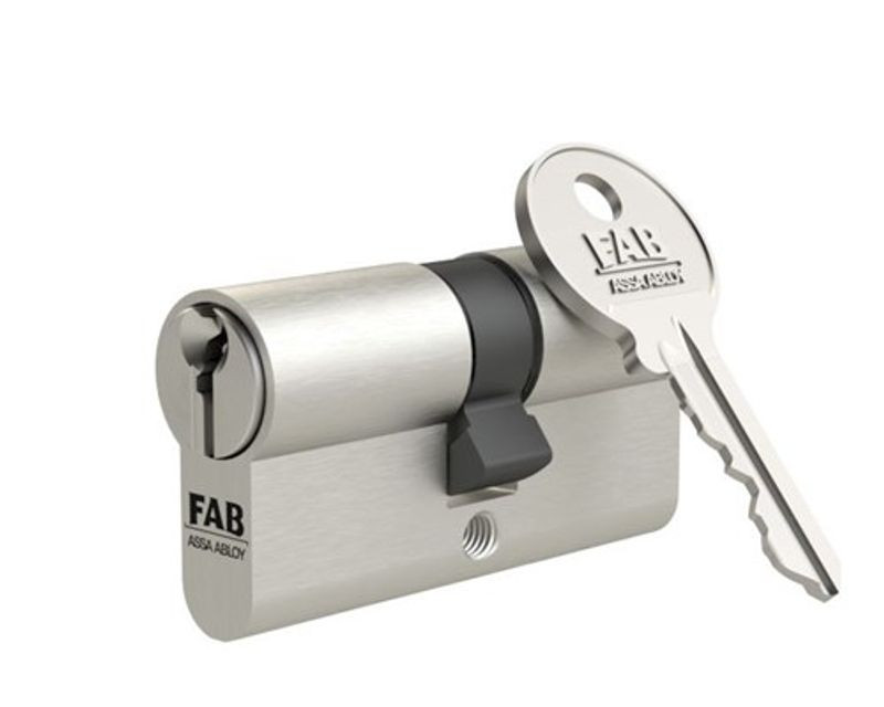 Cilinderbetét, FAB 1.00*/DNm, 30/30 mm (összesen 60 mm), szatén nikkel, 3 db kulccsal, 5 pontos reteszelés, építőipari