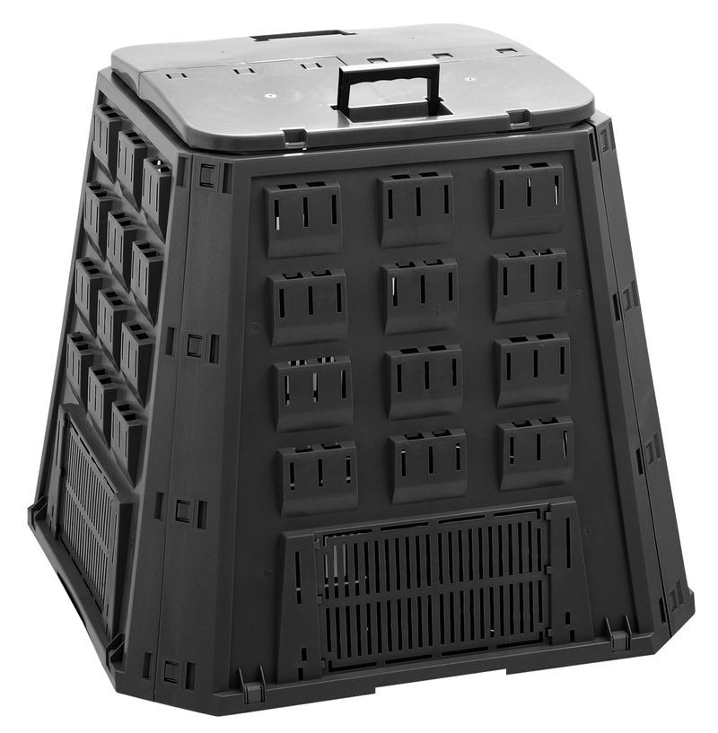Komposztáló, Prosperplast, Evoblack, fekete, 420 l, 88,5 x 88,5 x 80 cm, felső fogantyúval, alsó ürítőajtóval, egyszerű összeszerelés