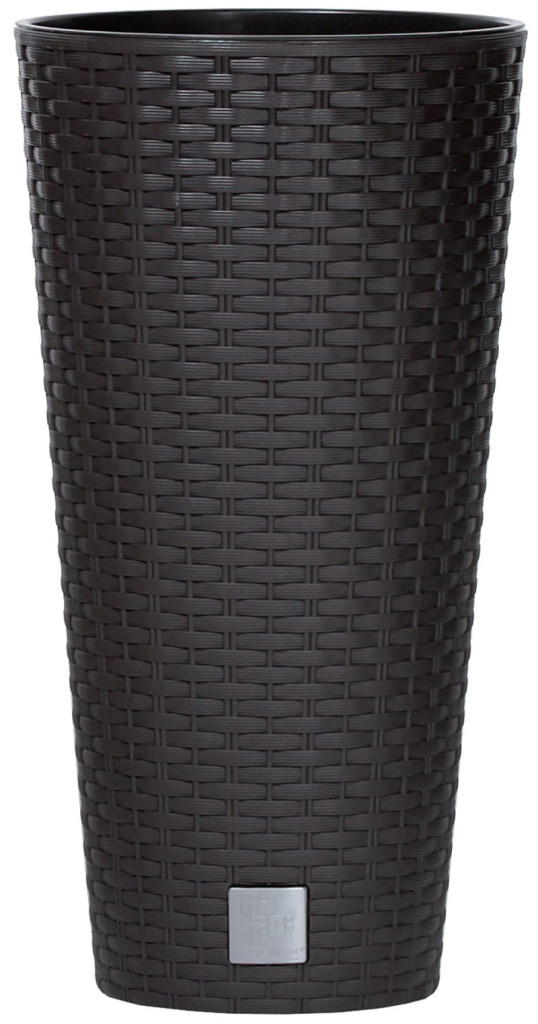 Rattan virágcserép, Prosperplast Rato Tubus 250, barna, átmérő: 25 cm, magasság: 47,6 cm, betéttel, 9 / 15,5 l, rattan hatású, kerek