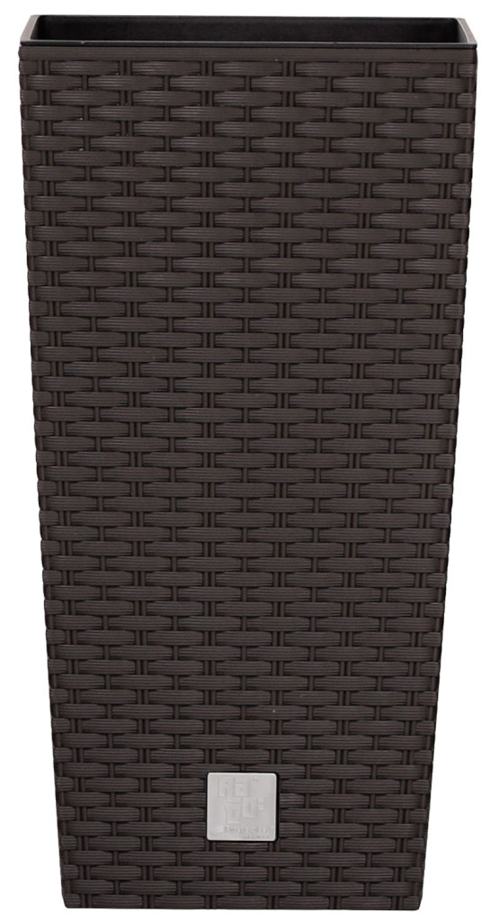 Rattan virágcserép, Prosperplast Rato Square 225, barna, 22,5 x 22,5 cm, magasság: 42,1 cm, betéttel, 8 / 16,3 l, rattan hatású, négyzetes Rattan virágcserép, Prosperplast Rato Square 225, barna, 22,5 x 22,5 cm, magasság: 42,1 cm, betéttel, 8 / 16,3 l, rattan hatású, négyzetes