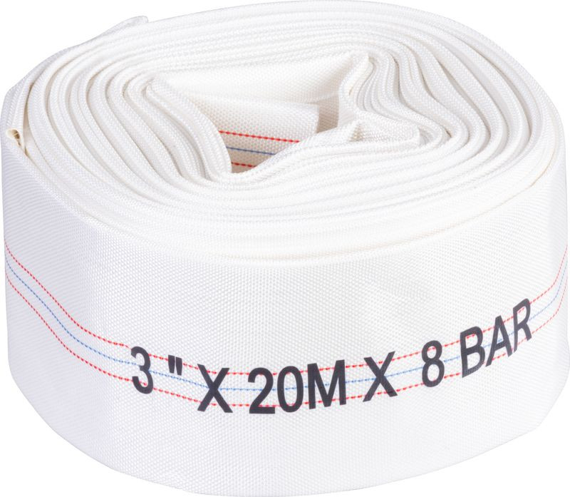 Nyomótömlő, Strend Pro Garden, fehér, B típus, 3", 20 m, vég nélkül, szivattyúkhoz, poliészter + gumírozott PVC belső, 0–80°C-ig hőálló, maximum 8 bar