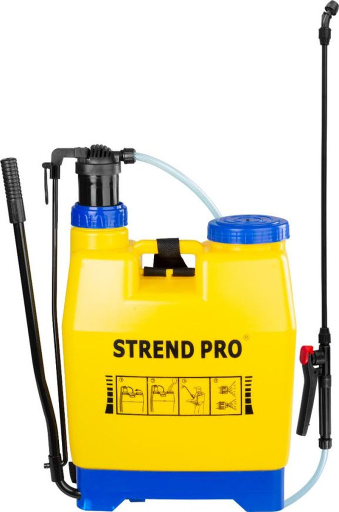 Háti permetező, Strend Pro Goodfarm, 12 liter, sárga, kényelmes viselet, kifolyásmentes kialakítás, hobbikertészeknek és profi felhasználóknak