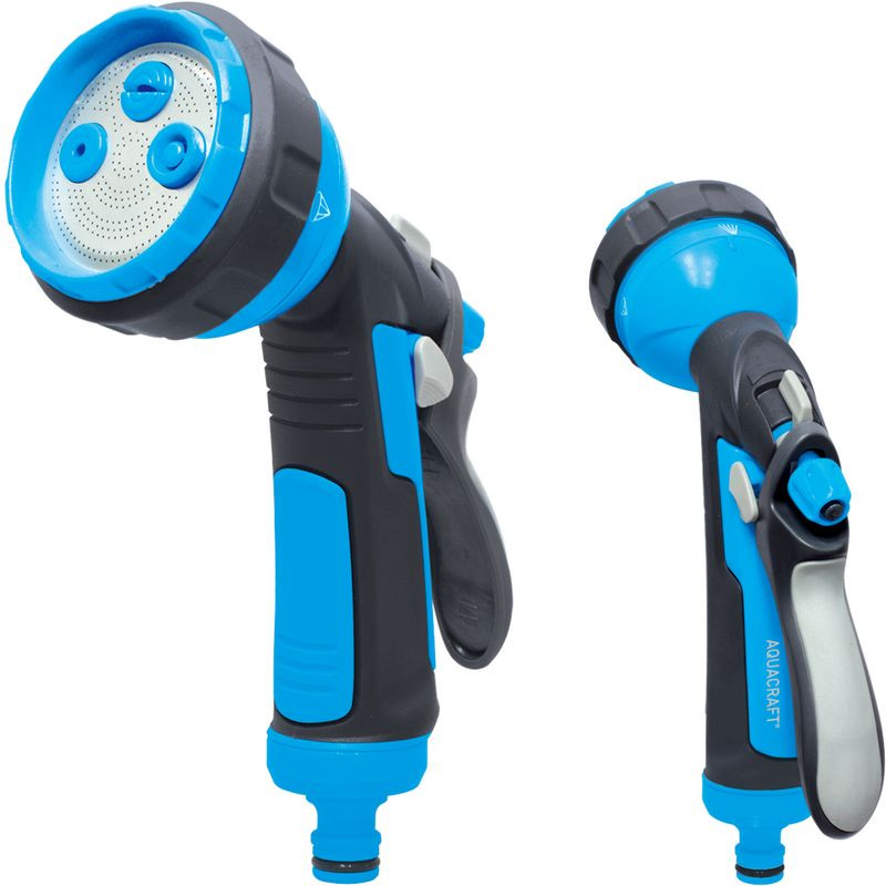 Kerti locsolópisztoly, Aquacraft 770530 Comfort X4, kék/fekete, 4 funkciós, állítható vízáram, műanyag
