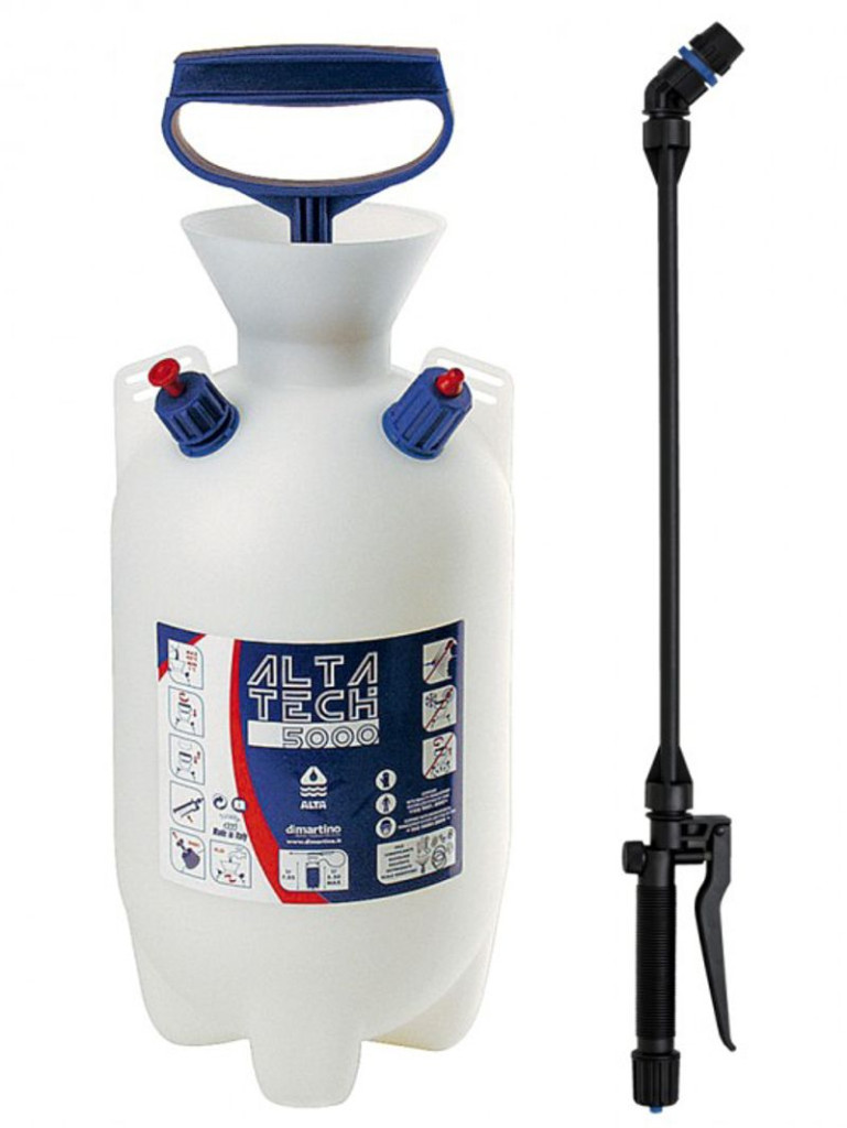 Vállra akasztható permetező, Dimartino Alta 7000 Viton, 7 liter, fehér, biztonsági szelepes, nyomásmérős, hő- és fagyálló tömlővel
