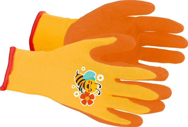 Kesztyű Strend Pro, gyermek, lány, méhecskés, narancssárga, kerti, bliszteres, méret 6