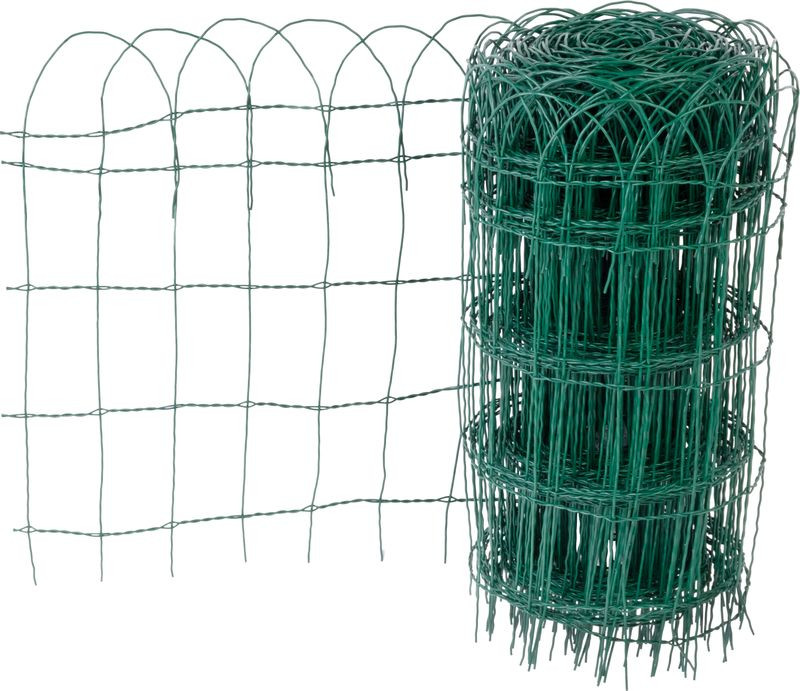 PVC bevonatos kerítésháló, Strend Pro Garden Gardenet, zöld, 65 cm x 25 m, szemméret: 150 x 90 mm, PVC bevonatos acélhuzal, négyszögletű, dekoratív felső kialakítás