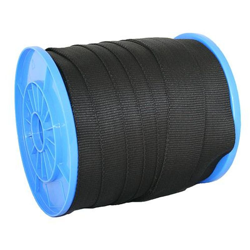 Hevederszalag, Strend Pro WR50, fekete, hosszúság: 70 m, szélesség: 2,5 cm, polipropilén (PP), teherbírás: 190 kg, dobon
