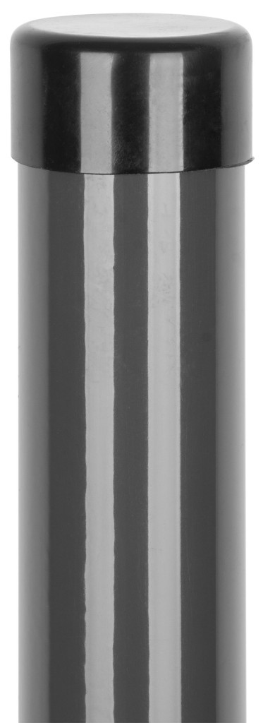 Kerítésoszlop, Strend Pro Garden Metaltec, antracit, 175 cm, átmérő: 48 mm, kerek, sapkával, horganyzott acél, PVC-bevonatú